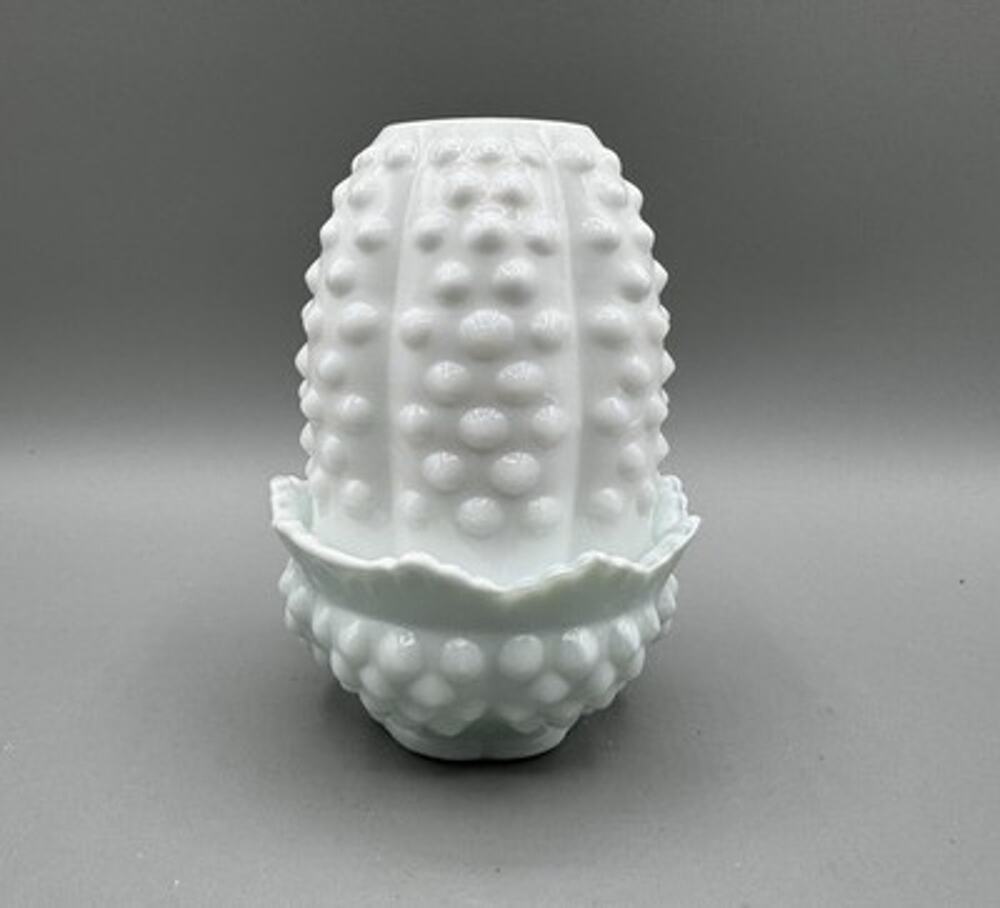 Fenton Fairy Lamp White Milk Glass Hobnail 4.5" Vintage READ